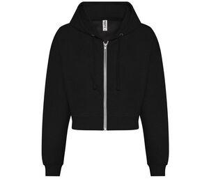 AWDIS JH065 - Women's short zipped sweatshirt Deep Black