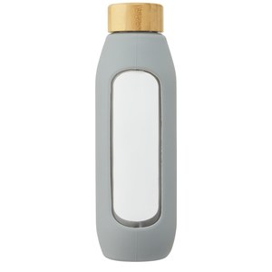 PF Concept 100666 - Tidan 600 ml borosilicate glass bottle with silicone grip Grey